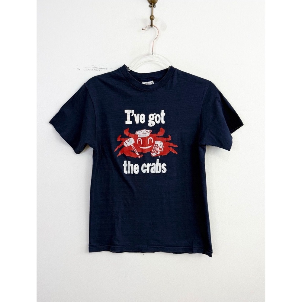Vintage 80s Hanes I've Got The Crabs‎ Crab Pot Graphic T-Shirt USA Medium